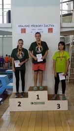 vyhlášení 100M žačky 2002 - 1. Julie Pleskotová, 2. Tereza Zaňková